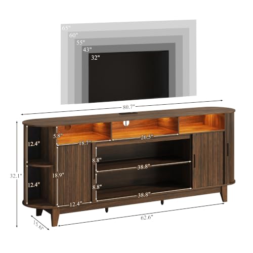 80" Mid Century Modern TV Stand for Living Room, view 3