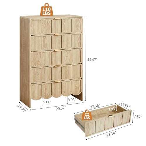 5 Drawer Dresser for Bedroom, view 3
