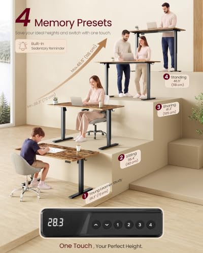 Standing Desk, 63x28 Inch Electric Adjustable Desk, 30-Min Assembly, view 5