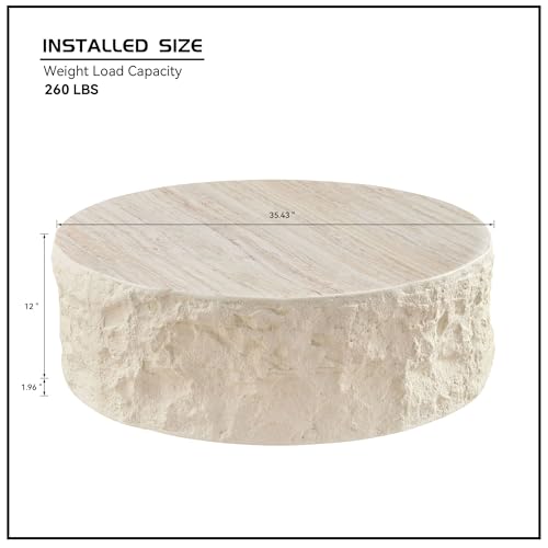 Fiberglass round imitation stone coffee table, view 3