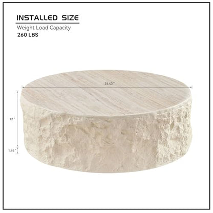 Fiberglass round imitation stone coffee table, view 3
