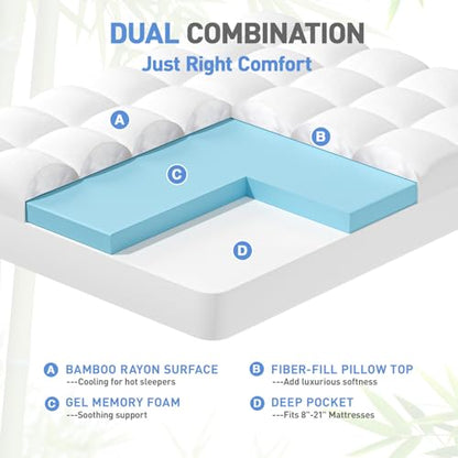 Dual Layer 3 Inch Memory Foam Mattress Topper Twin XL Size, view 4