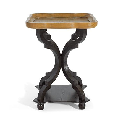 Black and natural hourglass small end table with lipped top, view 5