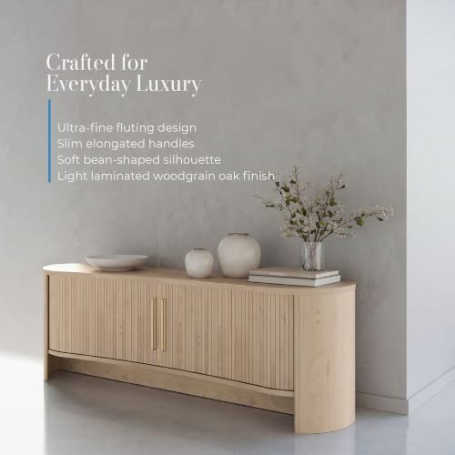 OVE Decors Sarah 59" Modern Media Console in Light Oak, Gold Hardware, view 5