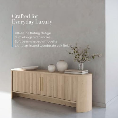 OVE Decors Sarah 59" Modern Media Console in Light Oak, Gold Hardware, view 5