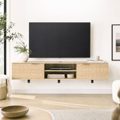 70" Floating TV Stand for TVs Up to 80", Fluted Entertainment Center, view 4