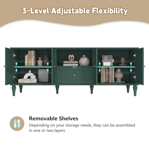 67" Mid-Century Modern TV Stand for TVs Up to 75 Inches, Green, view 6