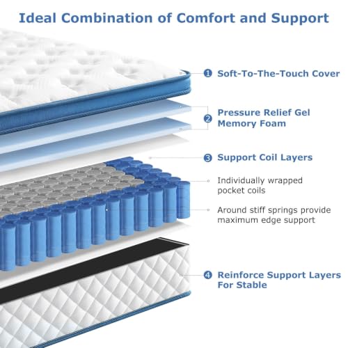 King Size Mattress, 12 Inch Medium Firm Hybrid King Bed Mattress, view 4
