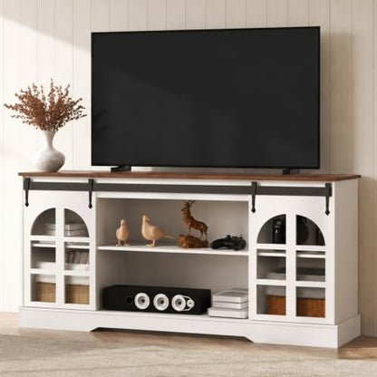 65 Inch TV Stand for Living Room, Farmhouse Entertainment Center, view 2