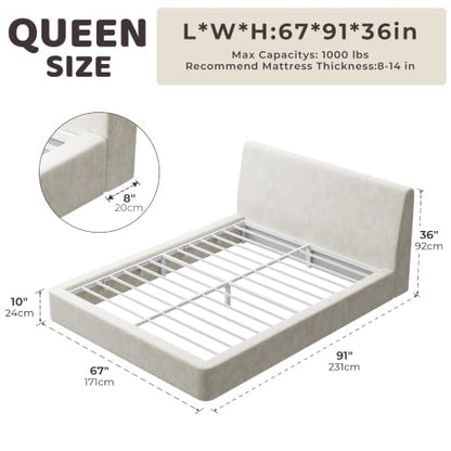 AirFrame Queen Upholstered Bed Frame with Ergonomic Angled Headboard, view 3