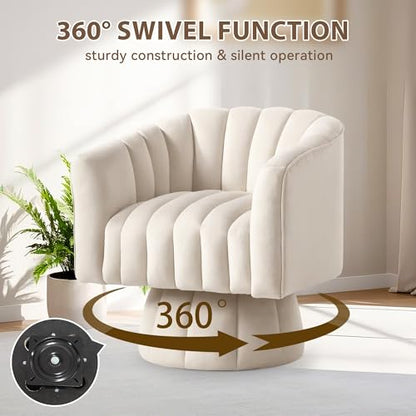 YSICK Swivel Accent Chair,360°Swivel Barrel Chairs, Mid-Century Chair with Wide Upholstered, Modern Velvet Fabric, Round Armchair for Living Room, Lounge, Bedroom