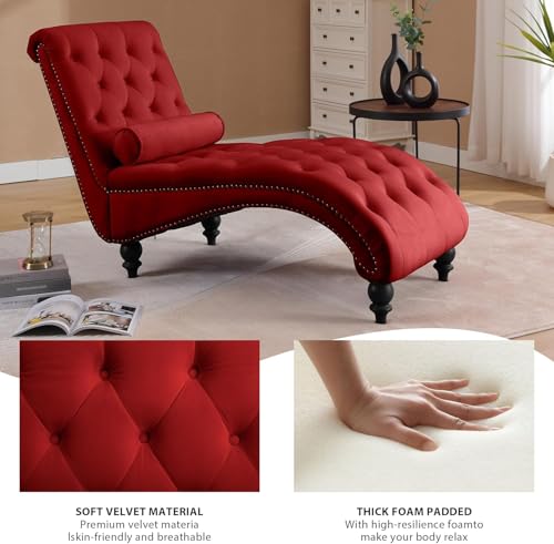 Chaise Lounge Chair Indoor, Velvet Bedroom Accent Lounge Chair, view 5