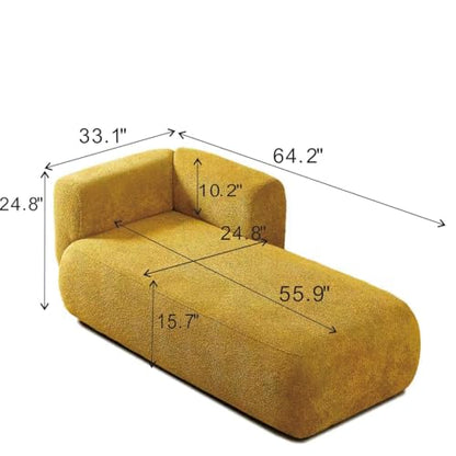 64" Boucle Indoor Chaise Lounge for Living Room and Bedroom, view 3
