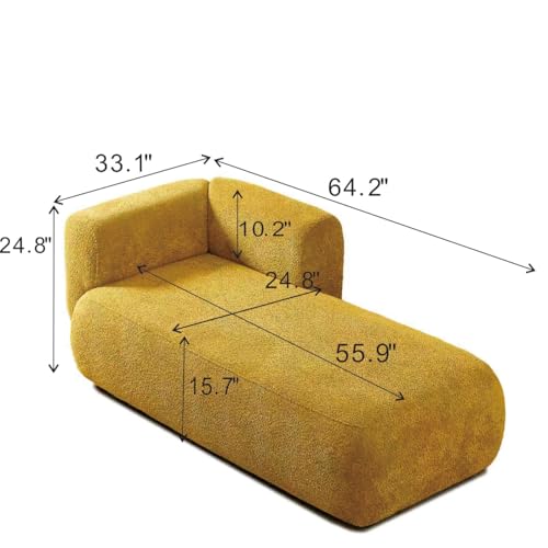 GDFStudio Upholstered Chaise Lounge Chair Indoor with Backrest, view 3