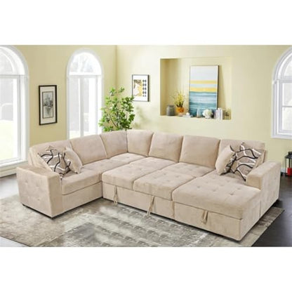 123" Oversized Sectional Sofa with Storage Chaise, U Shaped Sectional Couch for Large Space Dorm Apartment.