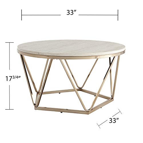 Luna Faux Stone Round Coffee Table, Champagne
