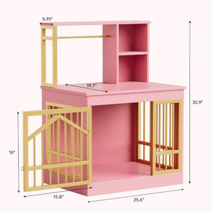 Dog Crate Furniture, Wooden Dog Kennel for Small Breed, Pink, view 4