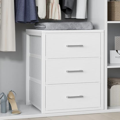 Closet Drawers White Fabric 3 Drawer Small Dresser for Closet Organizers, view 2