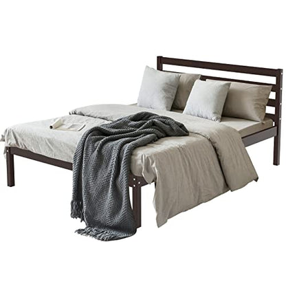 Full Wood Platform Bed Frame with Headboard, view 8