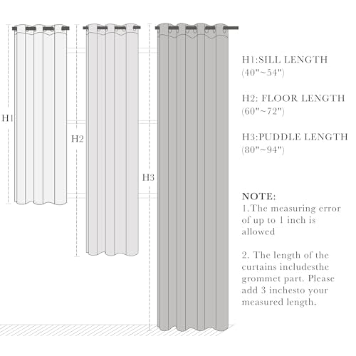 Pony DACNE Black Blackout Curtains for Bedroom 2 Panels Set - Light Reducing Solid Grommet Thermal Insulated Window Black Out Drapes for Living Room, 42 Wide by 60 inch Long