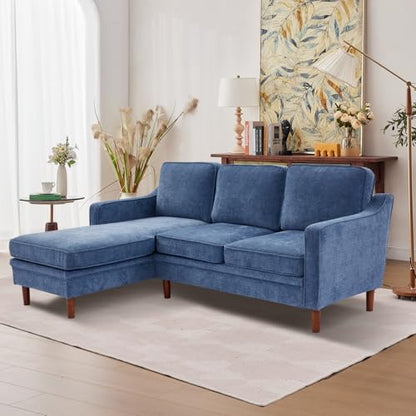 88" L-Shape Sofa, Chenille Sectional Couch, Mid Century Modern Couches with Solid Wood Frame for Living Room Bedroom