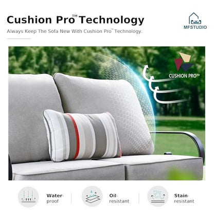 Patio Furniture Set, 6 Seats Half-Moon Curved Outdoor Sectional Sofa Conversation Set, Woven Rattan Patio Couch for Backyard, Garden, Deck