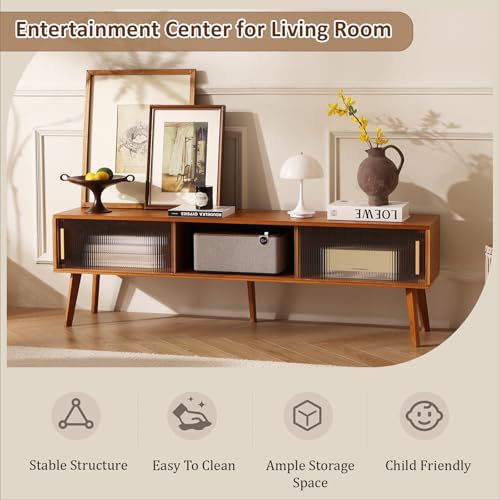 Bamboo TV Stand Entertainment Center tv Console, view 7