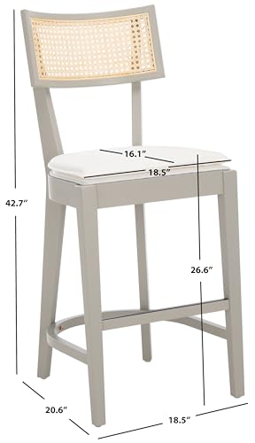 SAFAVIEH Home Collection Galway Grey/Natural 27-inch Seat Height Counter Stool for Kitchen Island Breakfast Nook
