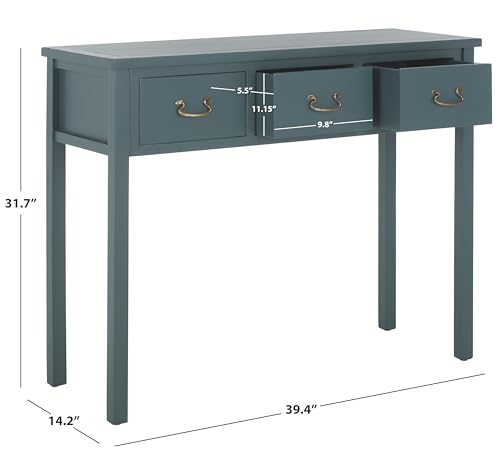 SAFAVIEH Home Collection – Cindy Teal Console Table with Three Drawers, French Farmhouse Storage Console, Tapered Leg Design (AMH6568H)