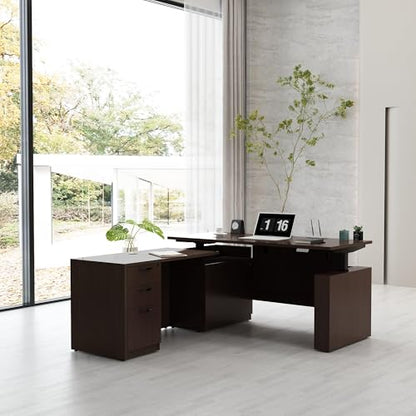 66.93" L Shaped Executive Standing Desk with Lockable Cabinet, view 3