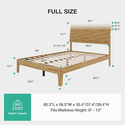 Full Size Bed Frame with 3-Level Adjustable Storage Headboard, view 3