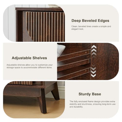 63 Inch Mid Century Modern TV Stand Up to 70inch TV, Dark Walnut, view 7