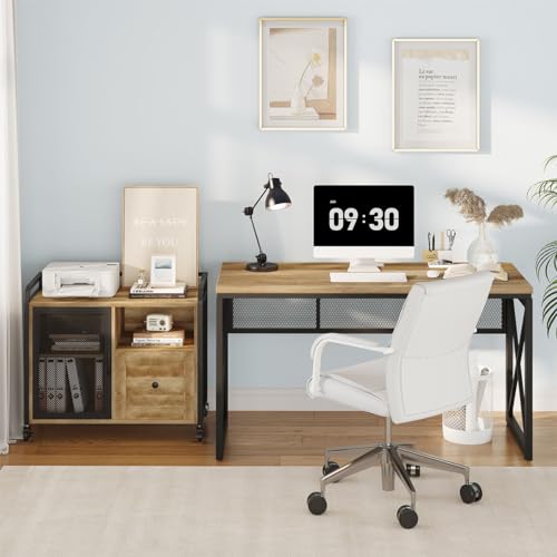 54 Inch Farmhouse Computer Desk, Industrial Home Office Desk with Metal Frame, view 7