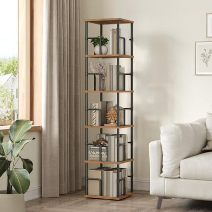 5-Tier Rotating Bookshelf, Freestanding Corner Bookshelf, 360° Spinning Bookcase, view 3