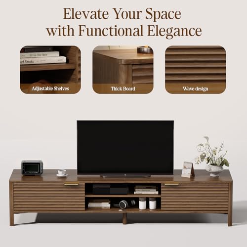 TV Stand for Living Room up to 80 Inch TVs Entertainment Center Walnut 71", view 6