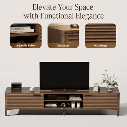 TV Stand for Living Room up to 80 Inch TVs Entertainment Center Walnut 71", view 6