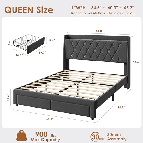 Queen Bed Frame with Storage, view 3