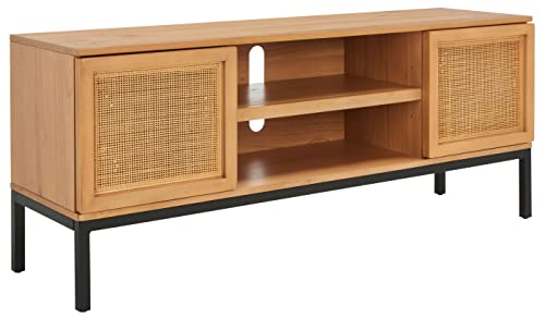 Safavieh Home Collection Zadie Coastal Natural/Black 1-Shelf Rattan Entertainment Stand up to 60" Flatscreen TV Media Unit