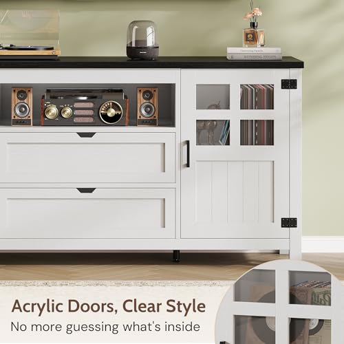 66'' Farmhouse Tv Stand for 55-75 Inch, TV Console with Storage, view 5