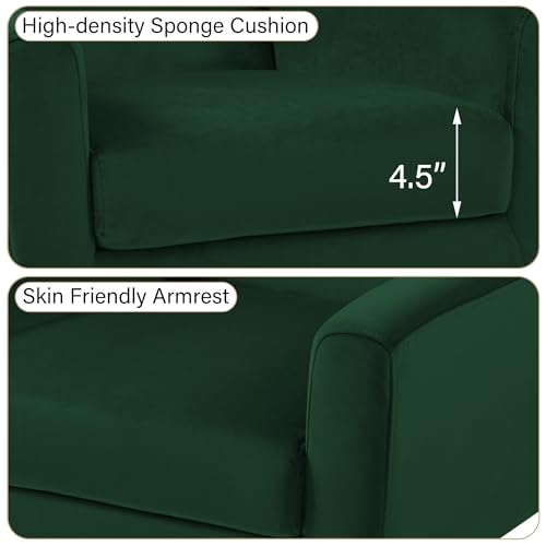 Accent Chair, Modern Velvet Arm Chair for Living Room, Bedroom, Comfy High-Resilient Sponge Reading Chair for Small Spaces （Velvet Retro Green, Set of 1