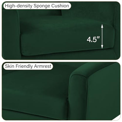 Accent Chair, Modern Velvet Arm Chair for Living Room, Bedroom, Comfy High-Resilient Sponge Reading Chair for Small Spaces （Velvet Retro Green, Set of 1