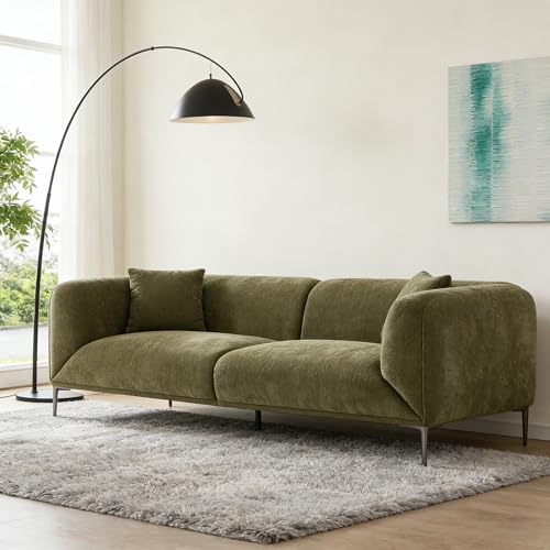 82.7" Modern Sofa with Metal Legs, Comfy Boucle Couch, Minimalist Curved Sofas, view 5