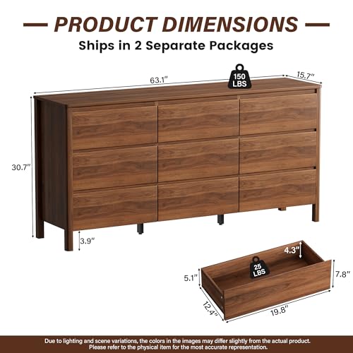 63" Mid-Century Modern Dresser for Bedroom, view 3