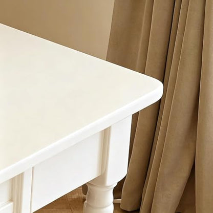 Vintage Solid Wood Writing Desk with Drawers (white, 31.5''), view 5