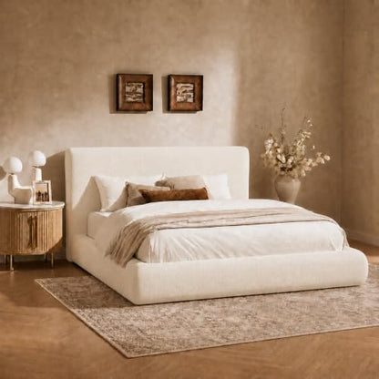 Queen Cloud Bed Frame, Upholstered Queen Size Bed Frame, Cream, view 5