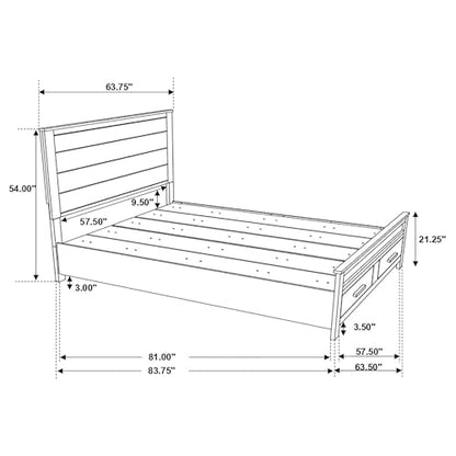 Coaster Home Furnishings Woodmont Farmhouse 4-Piece Bedroom Set Queen Size Storage Panel Bed Frame 54-inch Headboard Rustic Golden Brown 222631Q-S4