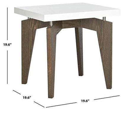 Safavieh Home Collection Josef Mid-Century Modern White and Dark Brown End Table