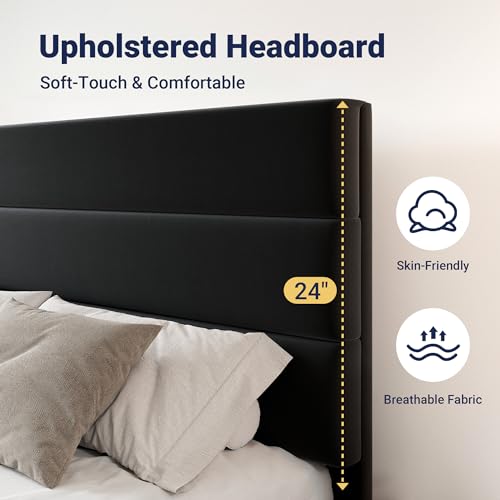 Modern King Size Platform Bed Frame with 4 Storage Drawers, view 5