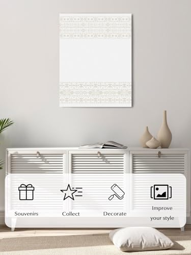 NuYeBiofx Boho Geometric Stripe Canvas Wall Art Prints,40"x28" Framed Picture Artwork Retro Ethnic Line Printed Canvas Oil Painting for Living Room Bedroom Office,Ready to Hang