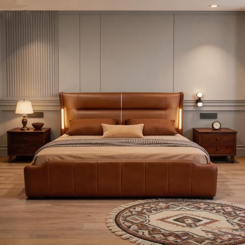 Italian Leather Bed with Sensor Lights, view 5